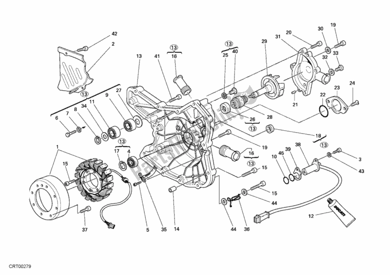 Todas as partes de Tampa Do Gerador - Bomba De água do Ducati Superbike 749 Dark 2006